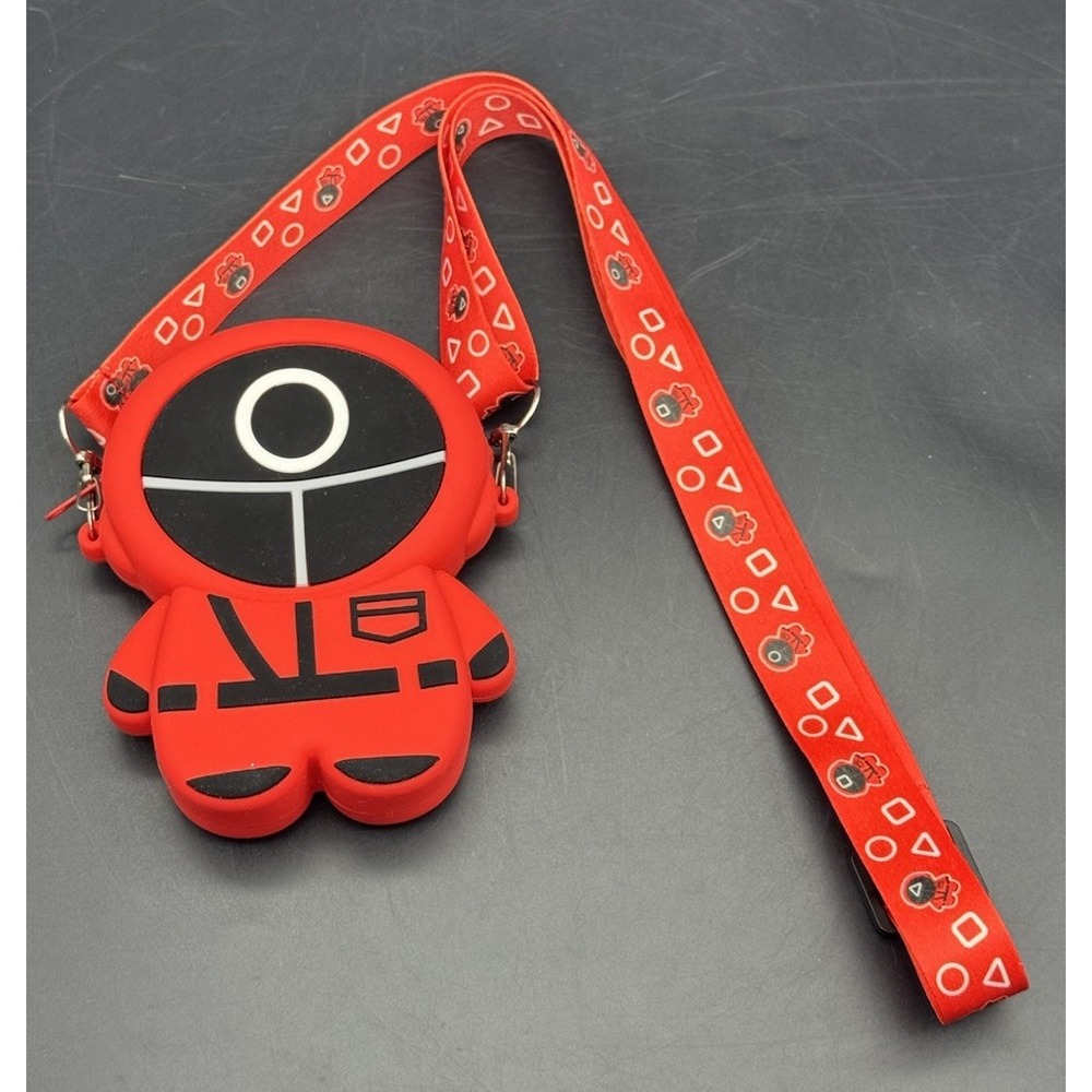 Squid Game Silicone Coin Purse Pop It Pouch w/ Lanyard – Red Sensory Netflix